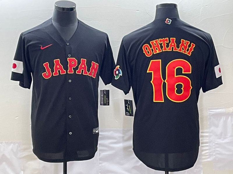 Men 2023 World Cub Japan #16 Ohtani Black Nike MLB Jersey9->more jerseys->MLB Jersey
